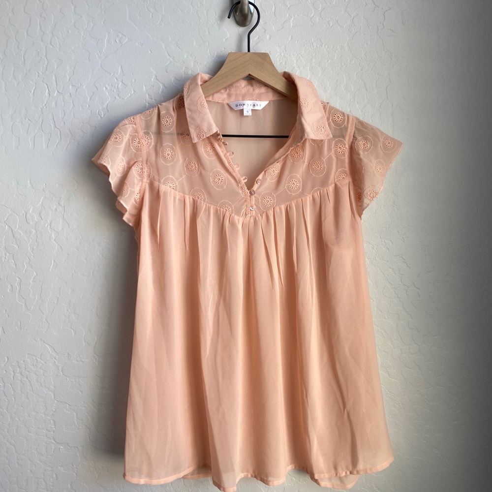 Downeast Shear peach blouse
